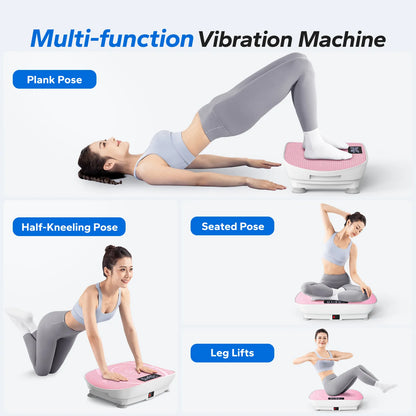 CV30 Pro Whole Body Curved Vibration Fitness Plate + 5 Pcs Resistance Loop Bands for Exercise