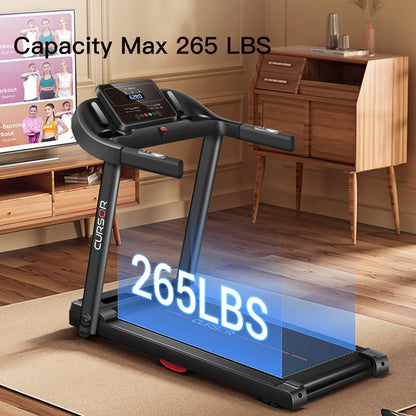 Home Folding Treadmill with Pulse Sensor, 2.5 HP Quiet Brushless, 7.5 MPH, 265 LBS Capacity