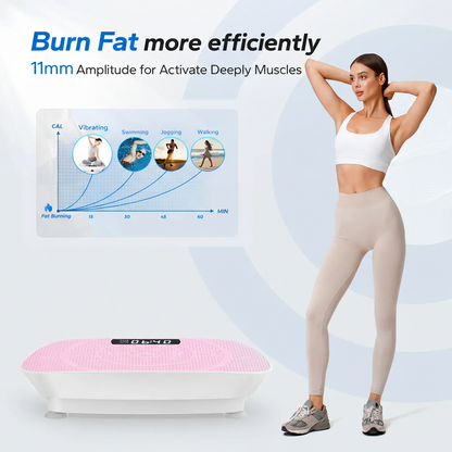 CV30 Pro Whole Body Curved Vibration Fitness Plate + 5 Pcs Resistance Loop Bands for Exercise